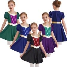 Kids Girls Costume Festival Dress Theme Party Dancewear Zipper Clothes Ruffled