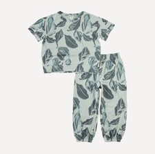 NIB Kate Quinn 2T Short Sleeve Relaxed Jogger Set Arctic Leaf Modal The Woods