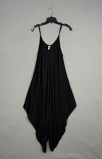 Elan Dress Womens XL Black Handkerchief Hem Maxi Adjustable Strap Rayon