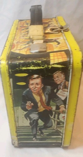 "L'UOMO DI U.N.C.L.E." Porta pranzo in latta vintage 1966 invecchiato senza thermos MGM raro - Foto 8 di 18