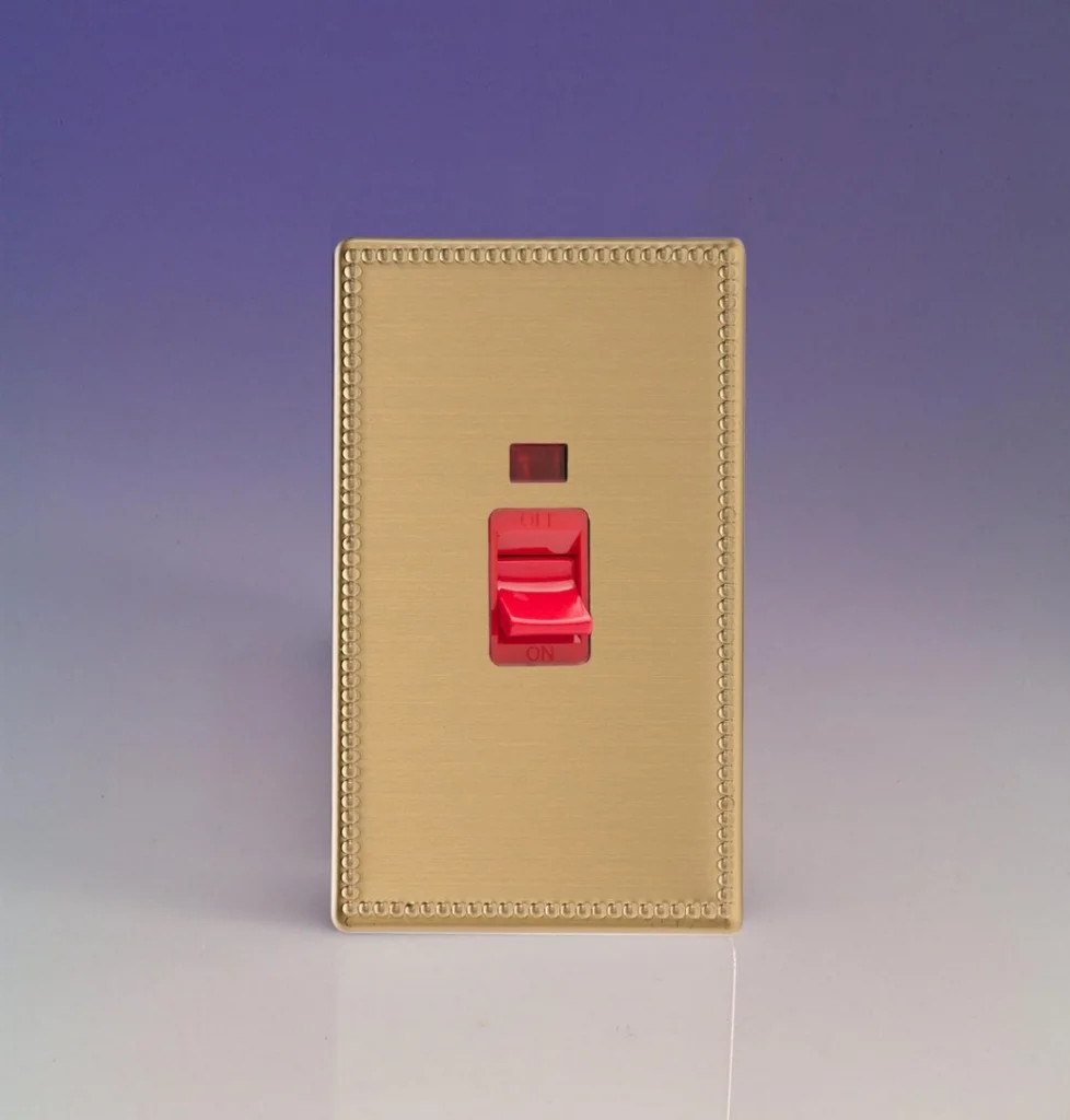 Switch Brass 45A Cooker Jubilee Brushed + Red Insert Varilight XDY45NS.JB