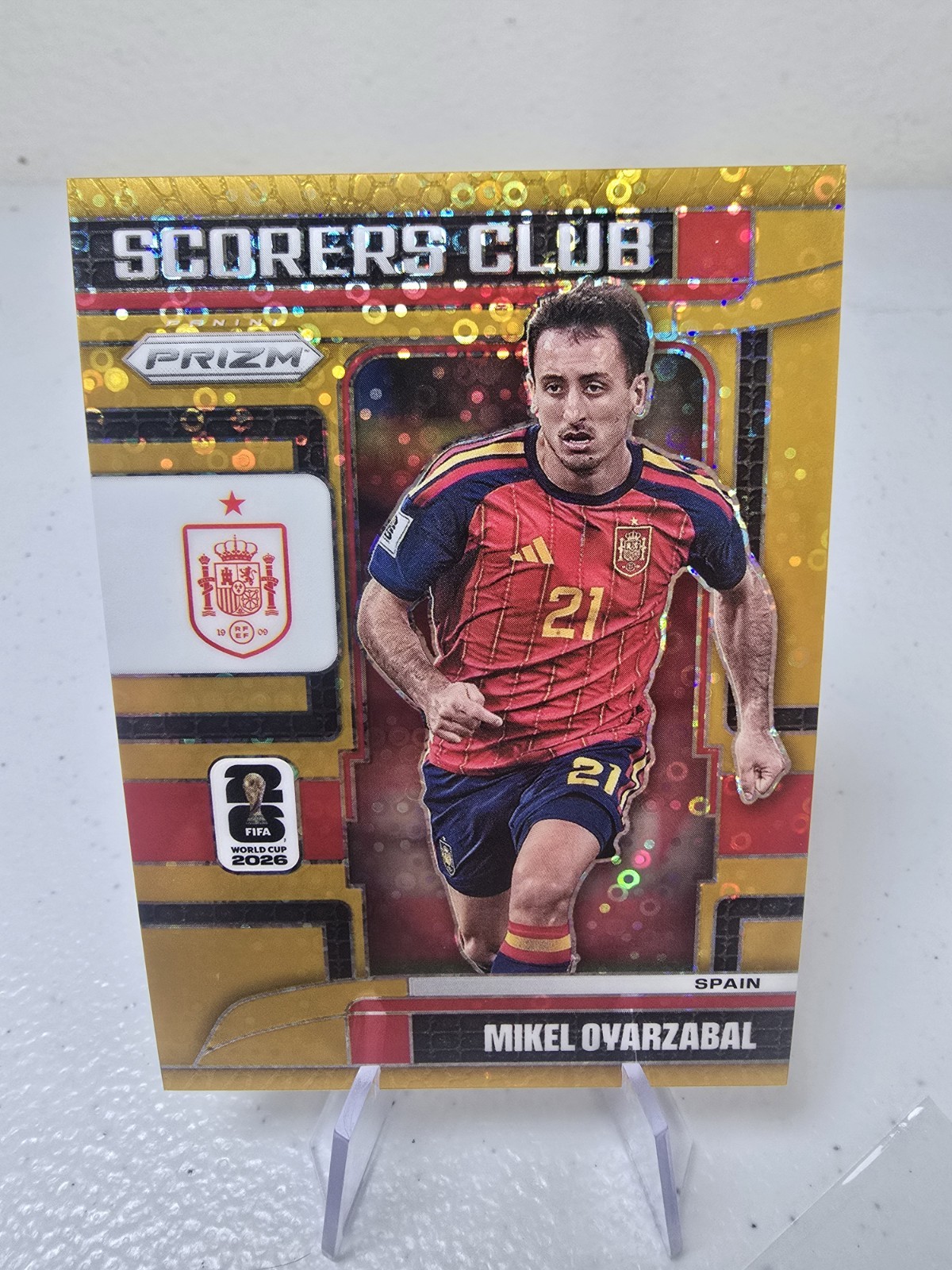 2026 Prizm FIFA World Cup Scorers Club #2 Mikel Oyarzabal 10/10 Breakaway Gold view 1