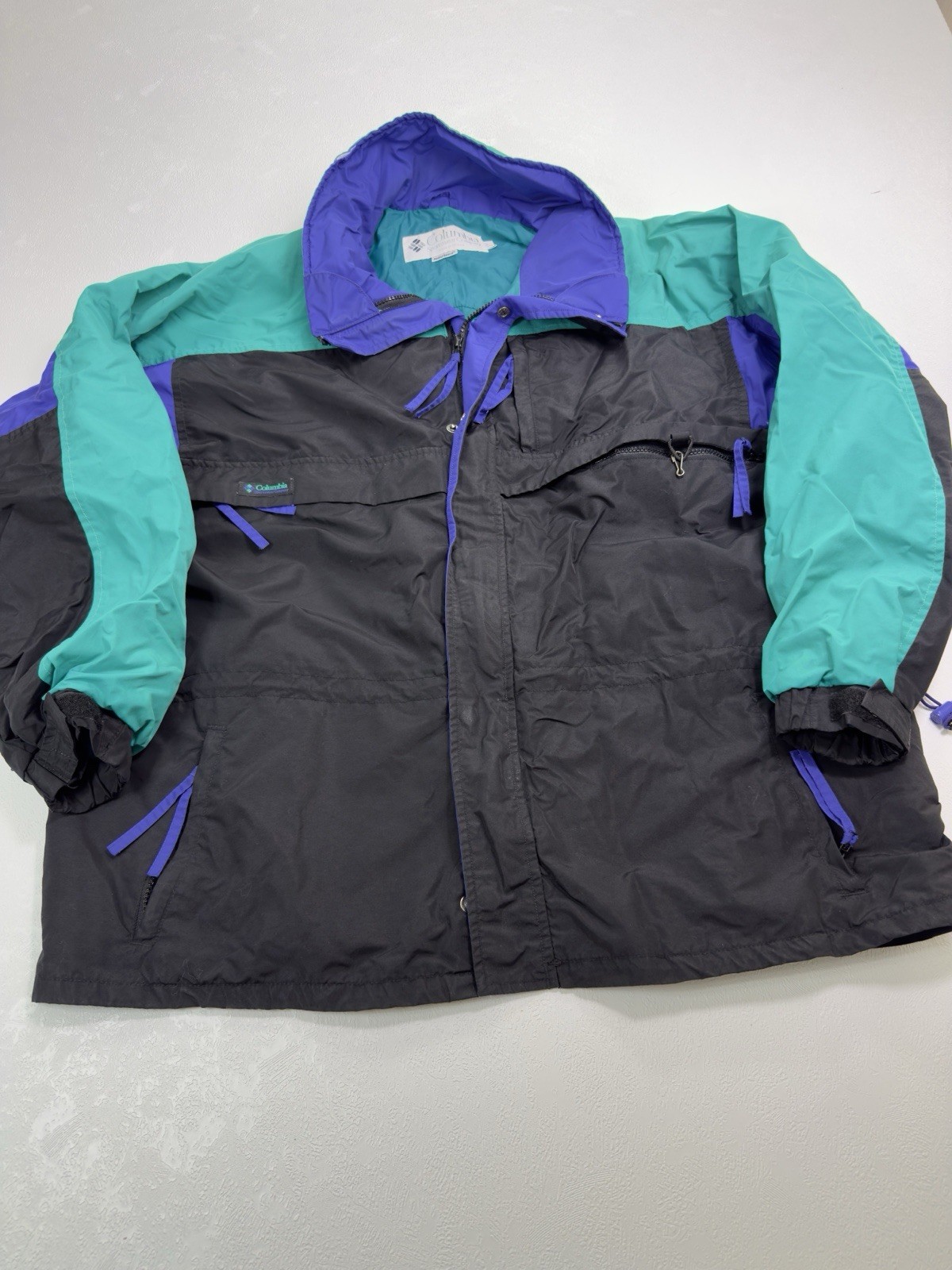 Columbia Mens Vintage 90s Gizzmo Ski Jacket Size XL Purple Teal Zip Up Snow
