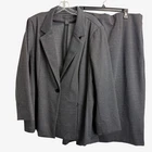 Investments Womens Plus 2X Gray Micro Pattern Skirt Suit Blazer Set Professional