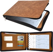 Antner Zippered 7 Ring Business Checkbook Binder Portfolio for Brown
