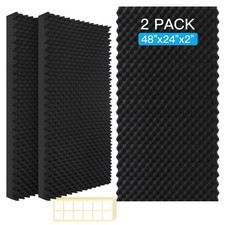 2 Pack Acoustic Panels, 48x24x2  Egg Crate Soundproof Foam Wall Panels Hig