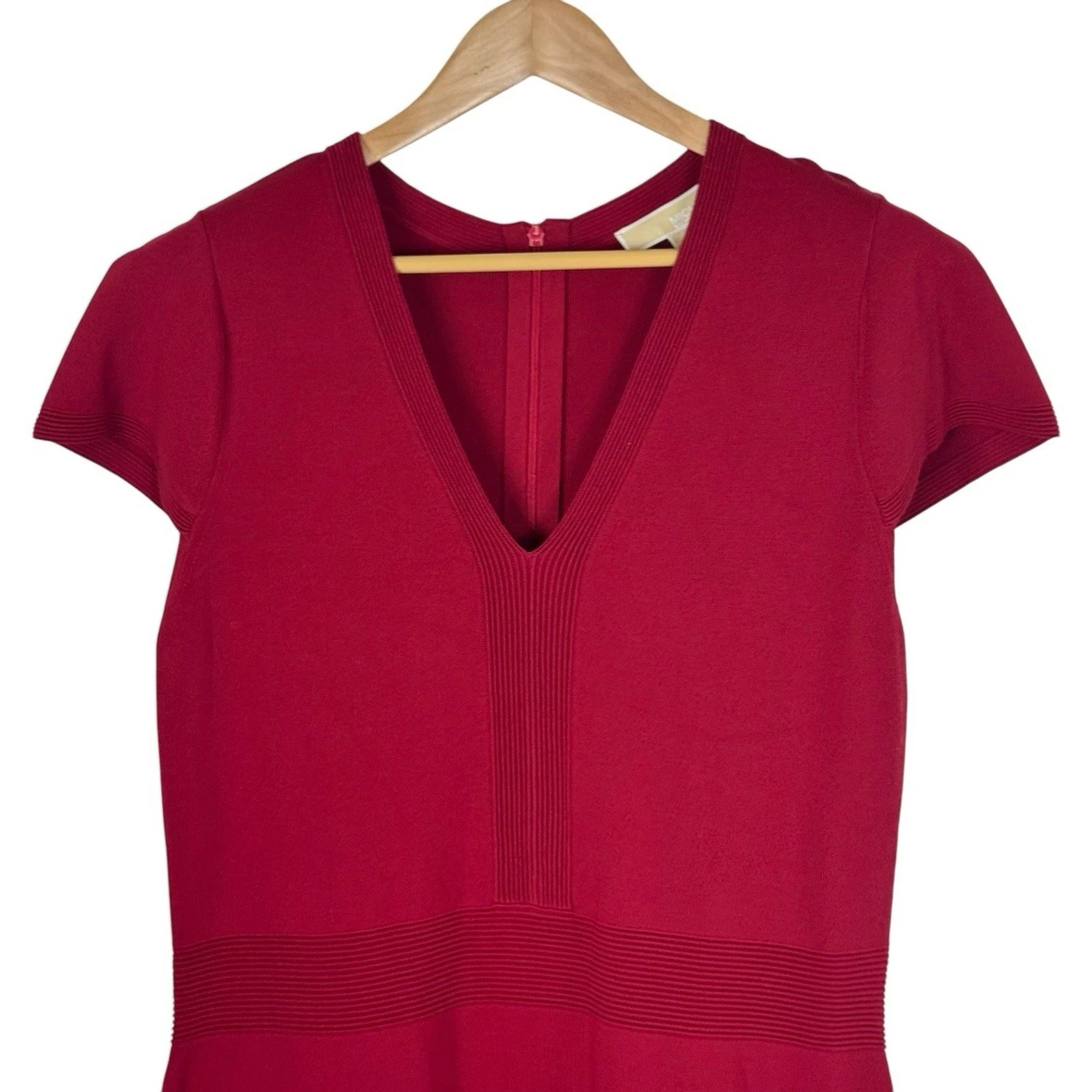 Abito svasato MICHAEL Michael Kors ottomano al ginocchio rosso ribes donna nuovo con etichette 1X