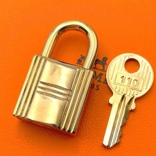HERMES Set of Padlock  Key Cadena Gold Charm Japan Number Random Near Mint JP