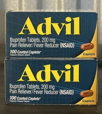 Advil  Coated Caplets Ibuprofen  200mg 100 Count Each Lot Of 2 Exp 12/2027