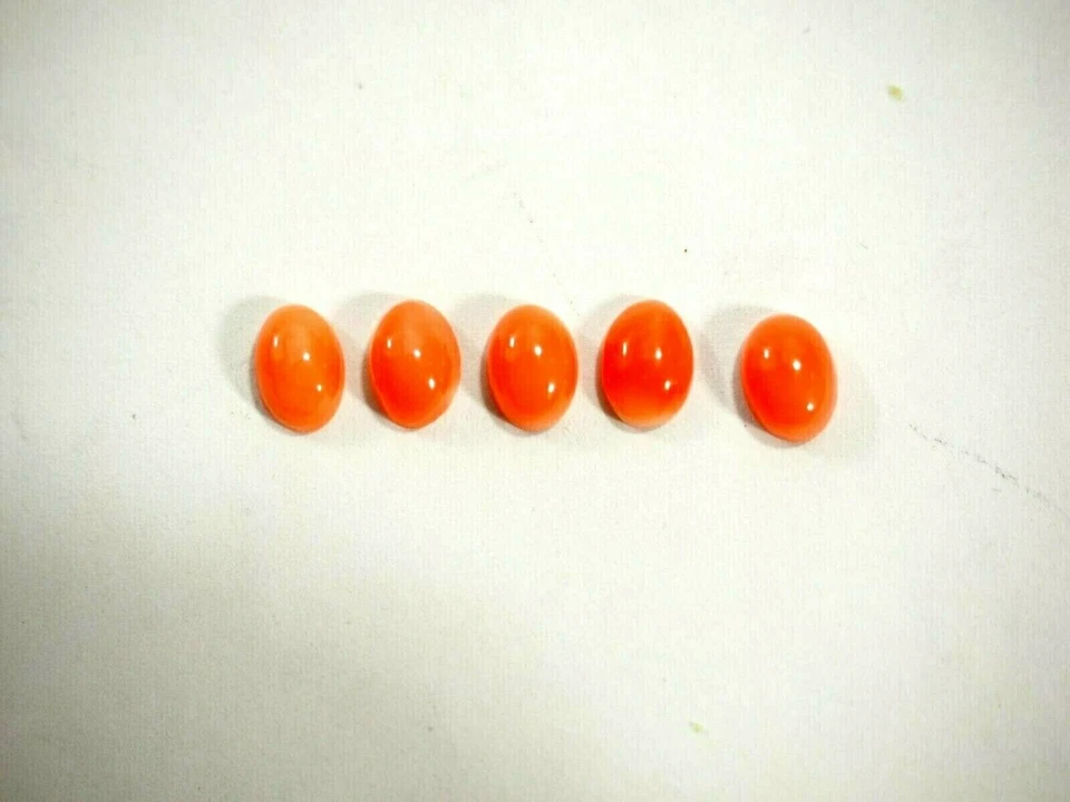 Vintage Natural Pink Coral cabochons 5 x 7mm Salmon color No treatment - Image 4 of 4