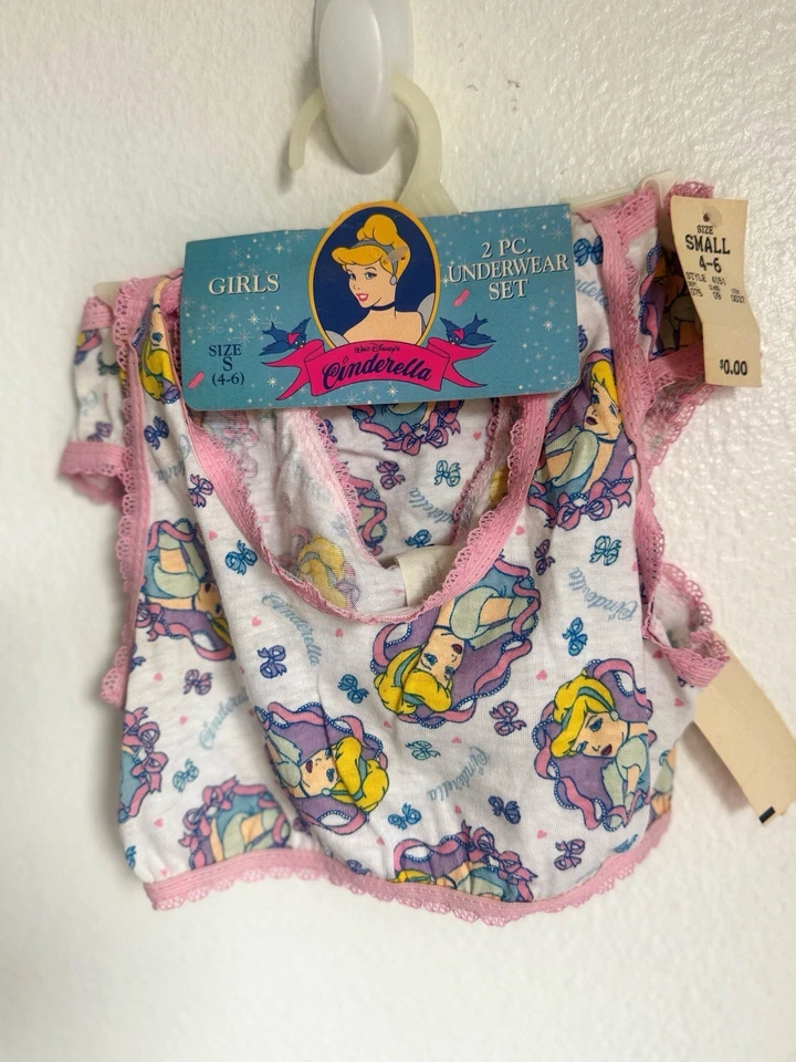 Vintage Disney Cinderella Girls 2 Pc Underwear Set Size S 4/6 Made in USA NWT - Image 2 of 4