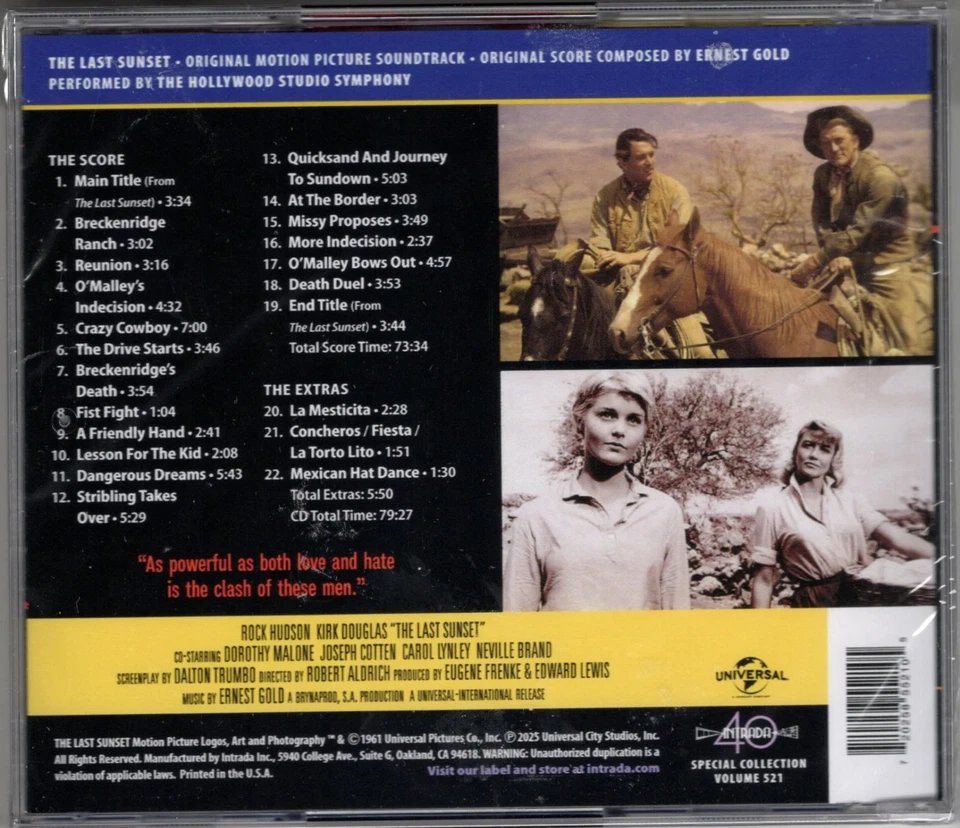 Ernest Gold THE LAST SUNSET Score SOUNDTRACK CD Limited Edition INTRADA Sealed Foto 2 de 3