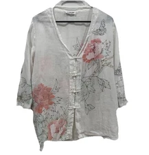 Women’s CITRON blouse Button Up (22” Pit To Pit) Floral  (ALTERED)