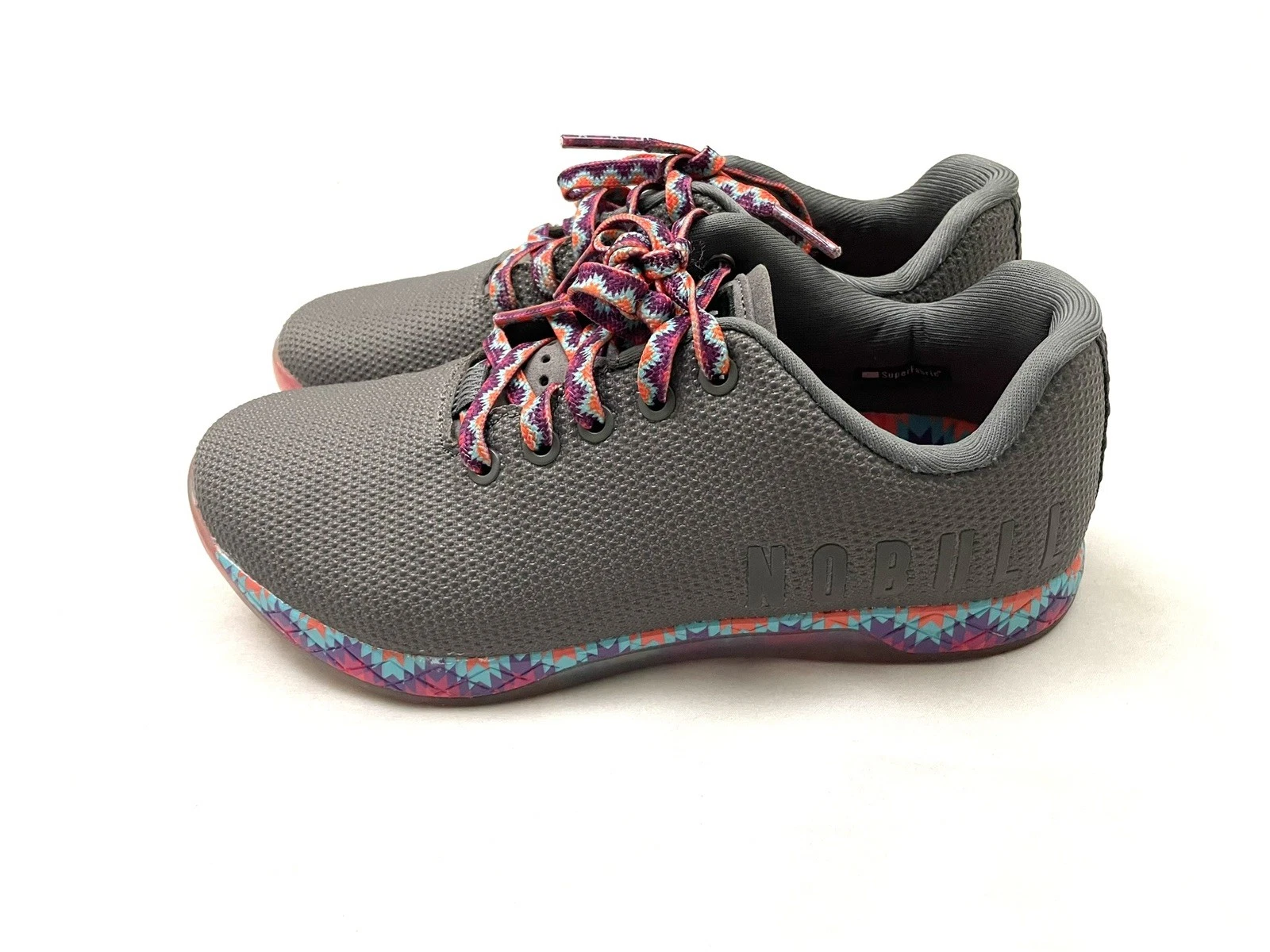 NOBULL SuperFabric Patchwork Trainers Men's 7 | Women's 8.5 Gray Aztec Gym