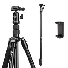 73" Tripod, Aluminum Compact Travel Tripod and Monopod with 360  Ball Head Qu...