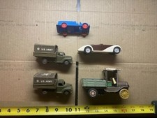 Lot 5 VTG Antique Friction Toy Cars Pressed Steel, Plastic USA  Japan