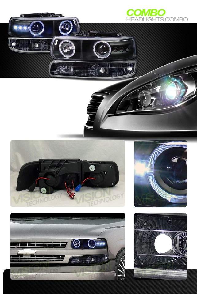 Farol projetor LED halo preto K2+para-choque de estacionamento Yd para 99+ Silverado Suburban - Imagem 2 de 2