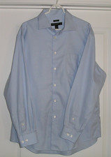 PRONTO UOMO NON-IRON LS 100 COTTON LIGHT BLUE DRESS SHIRT SIZE 17 1/2- 34/35 