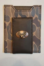 ZEP-PRO OLD SCHOOL Brown & Tan CAMO Buck Deer Leather Front Pocket Wallet