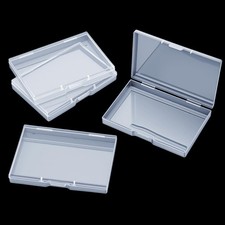 4 pcs Small Plastic Box, Clear Mini Storage Containers with Hinged Lid clear
