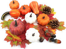 36PCS Mini Artificial Pumpkins Fall Decor Set - Realistic Small Fake Pumpkins fo