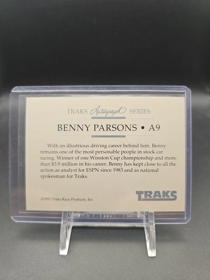 1992 Traks Autograph Series Benny Parsons #A9 On-Card Auto NASCAR Legend - Image 2 of 2