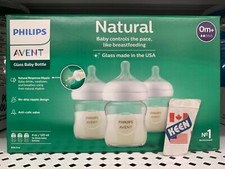 Philips Canada GLASS Natural Baby Bottle W/Natural Response Nipple 4oz 3 pack