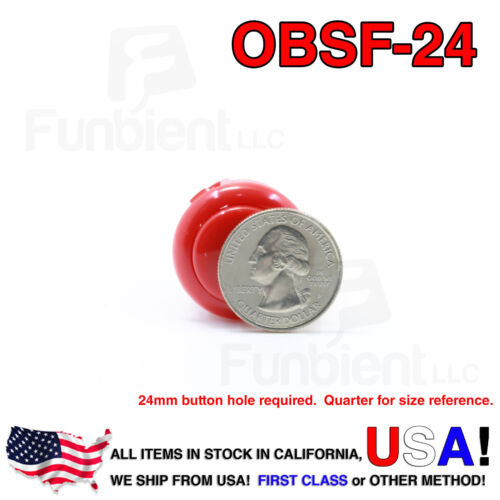 Sanwa OBSF-24 - RED Momentary  Push Button JAMMA guitar killswitch 24mm MAME - Afbeelding 1 van 9