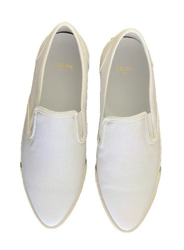 Celine Felix Off White Canvas Slip On Sneakers