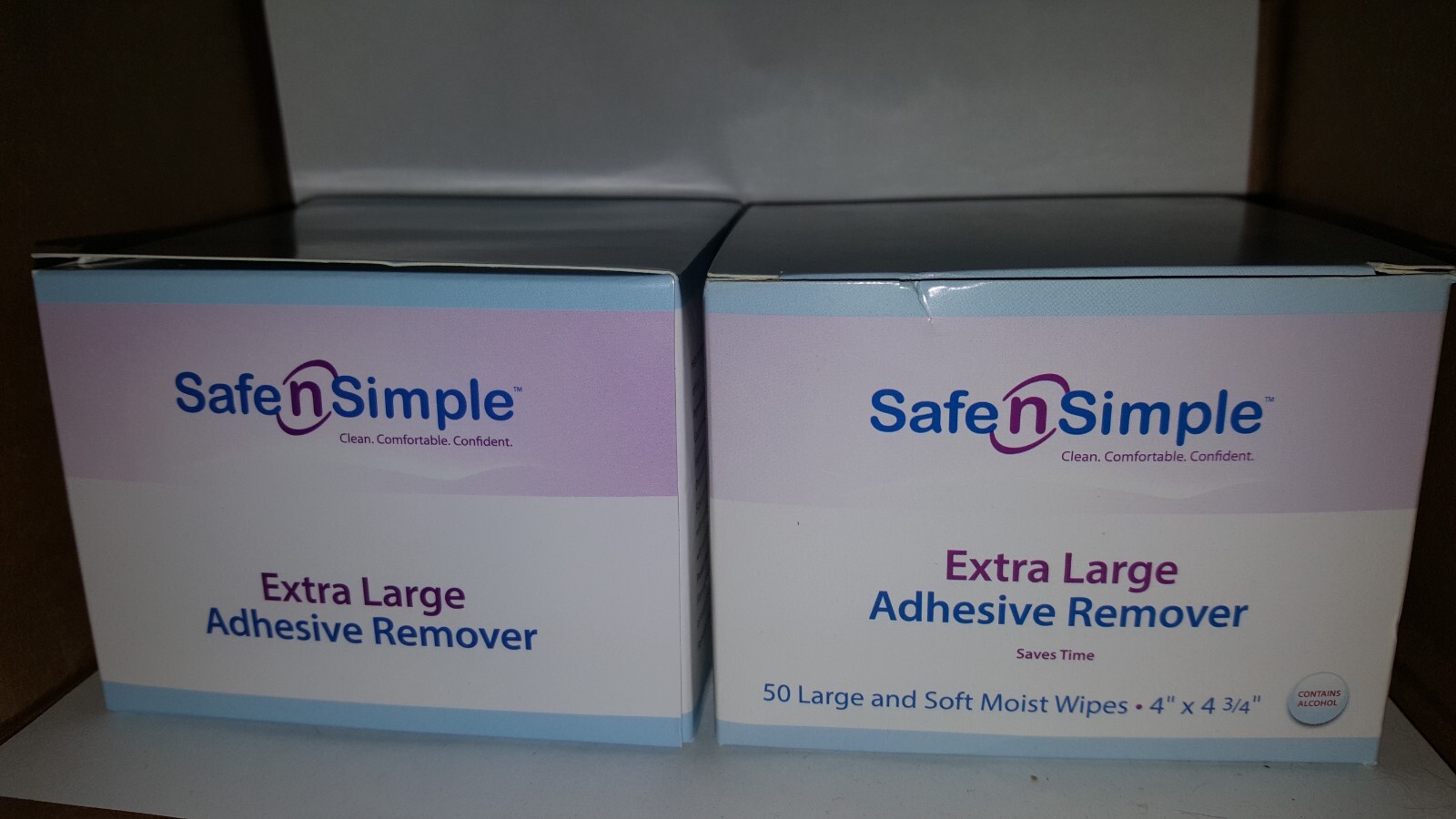 NEW Box of SAFE N SIMPLE Extra Large Adhesive Remover Wipes 50 Count