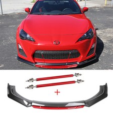 Carbon Fiber Front Bumper Lip Splitter Spoiler Red Strut Rods For Scion Frs Tc