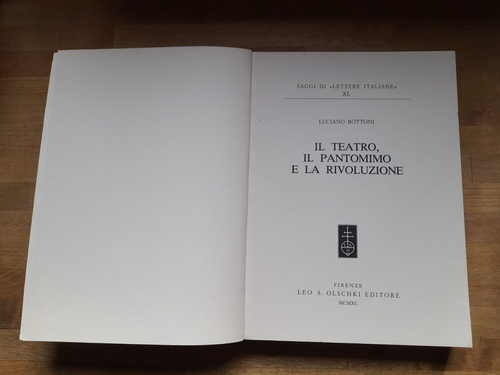 IL TEATRO, IL PANTOMIMO E LA RIVOLUZIONE. LUCIANO BOTTONI. LEO S. OLSCHKI ED. - Imagen 2 de 6