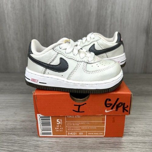 Nike Little Air Force 1 Low White Pewter Perfect Pink TD Sz 5.5C VTG DS Original