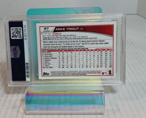 2013 Topps #27 Mike Trout Sliding Gold Cup Los Angeles Angels PSA 8 NM-MT - Picture 2 of 4