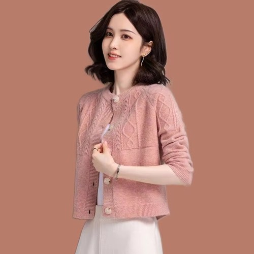 2024 Women's Short Sweater Coats O-neck Cardigan Jackets Loose Knit Overcoats - Picture 5 of 11