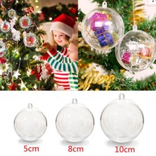Plastic Christmas Ball Clear Acrylic DIY Fillable Baubles Sphere Xmas Decoration