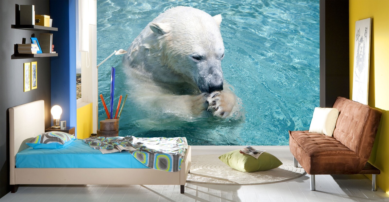 3D Polar Bear ZHUA8002 Wallpaper Wall Murals Removable Self-adhesive Ann