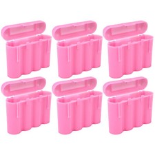 Six 6 EBC Battery AA AAA Pink Plastic Battery Storage Case Holder Box