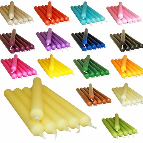 COLOURFUL DINNER CANDLES FOR CHEAP PRICE MANY COLOURS PACK OF 5 & 10