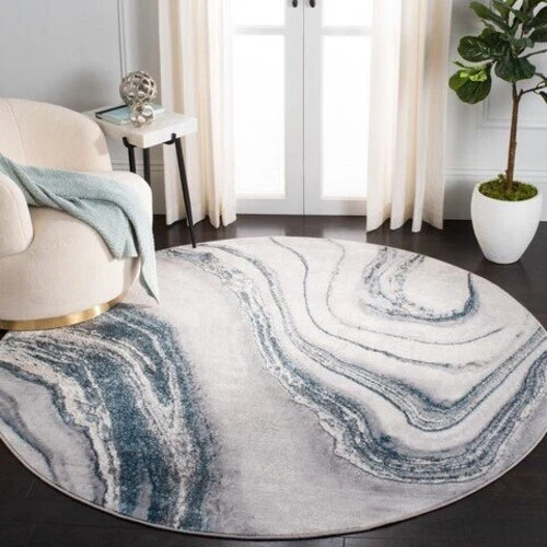Contemporary Modern Abstract Gray Blue Polyester Area Rug **FREE SHIPPING** - Picture 18 of 25