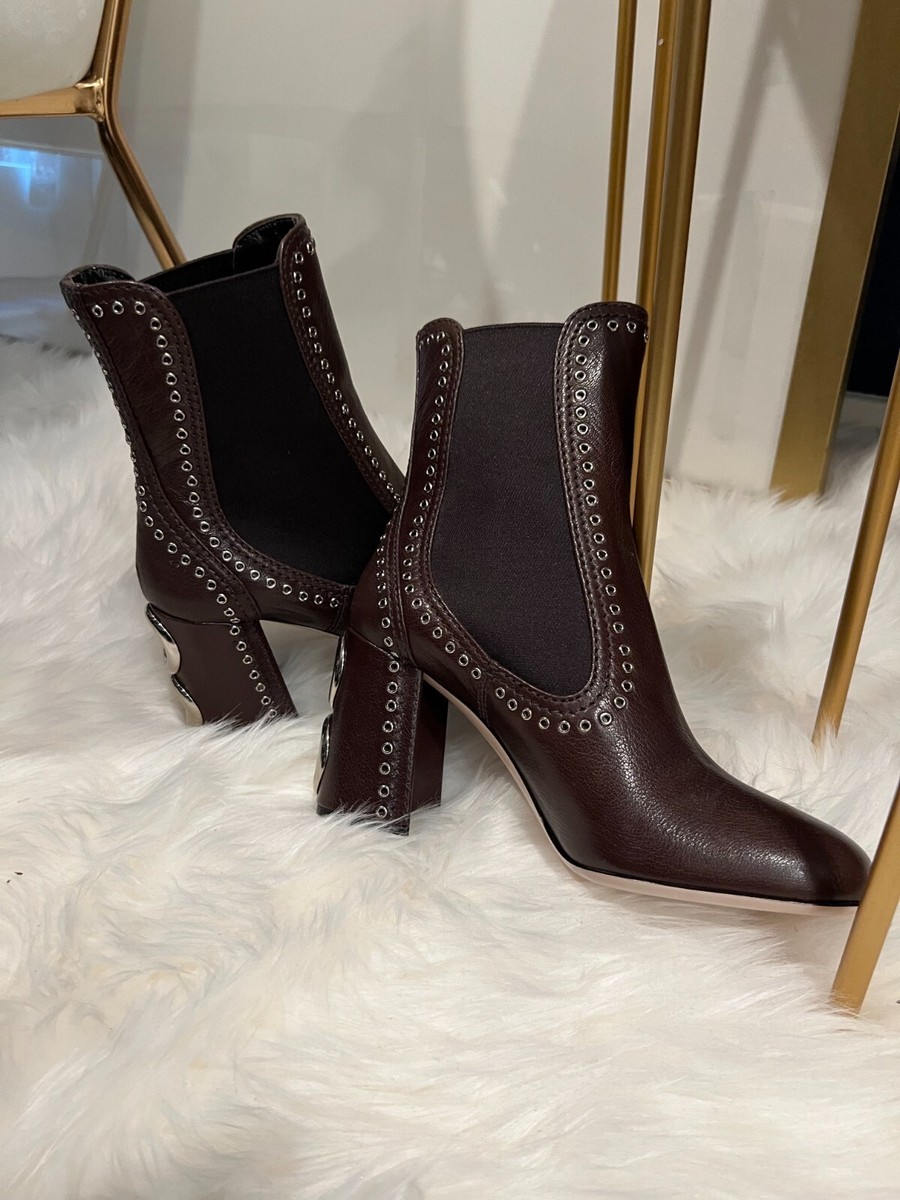 *100% AUTHENTIC*NEW* €850 Miu Miu Leather Heels Ankle Boots Booties/Brown/38