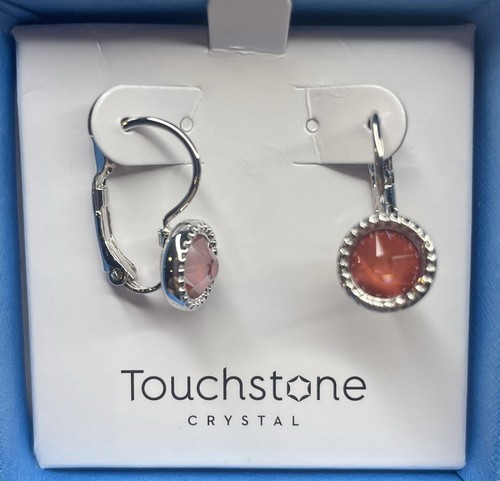 💎Touchstone Crystal 3/4” Drop Earrings Maroon Rhodium New Condition - Picture 3 of 8