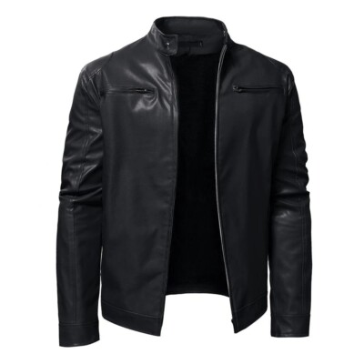 Cafe Racer Biker Leather Jacket Black & Brown Soft Sheep Skin Leather