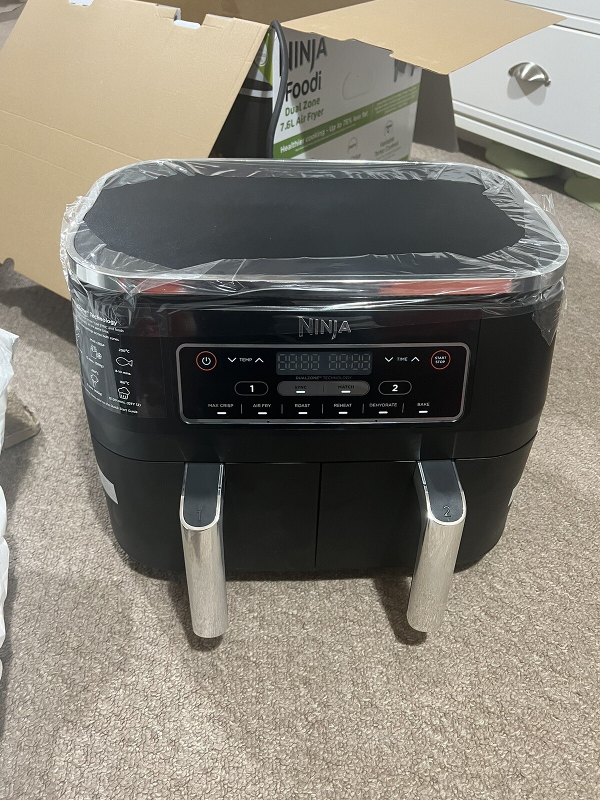 Ninja Foodi 7.6L Dual Zone Air Fryer Grey (AF300UK) for sale online