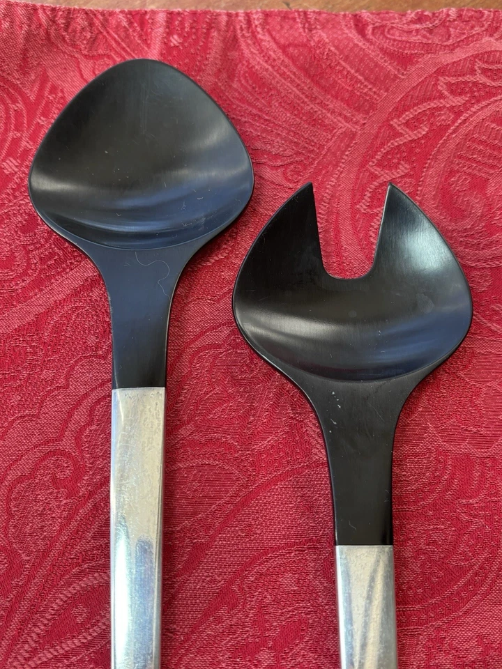 Juego de servidor de ensalada de carabal de plata esterlina 925 Georg Jensen moderno de mediados de siglo Foto 3 de 4