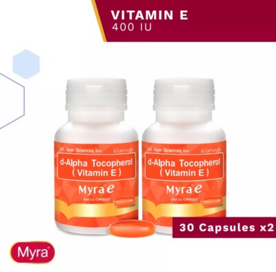 60 Capsules Myra E 400 IU Vitamin E d-Alpha Tocopherol by Myra E