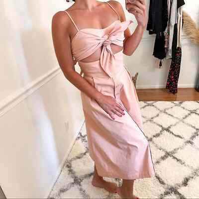 cut out midi dress in pink Pink Cut Out Midi Dress Aje Mimosa Cut Out Midi Dress Pink 