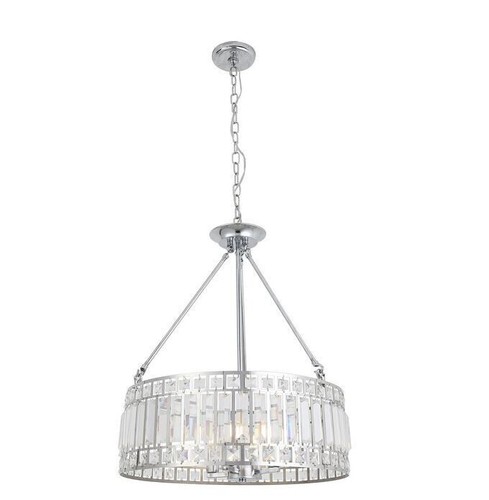 Decor Living CH2200HA-CHR Eva 3-Light Chrome and Crystal Drum Chandelier - Picture 1 of 3