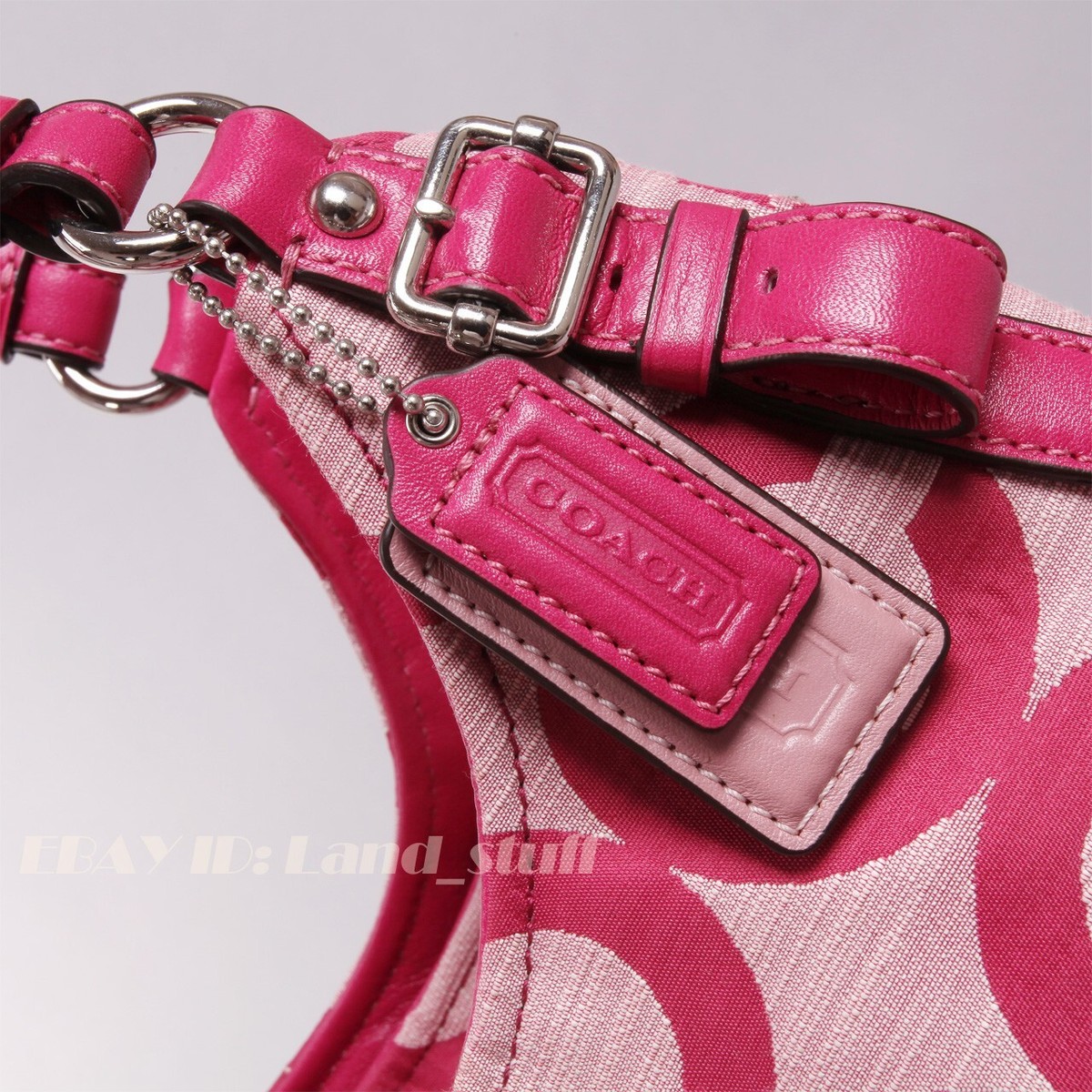 Coach Madison Maggie Op Art Signature Fuchsia Pink Canvas Shoulder