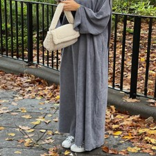 Muslim Women Abaya Long Sleeve Maxi Dress Turkey Dubai Kaftan Arab Robe Ramadan